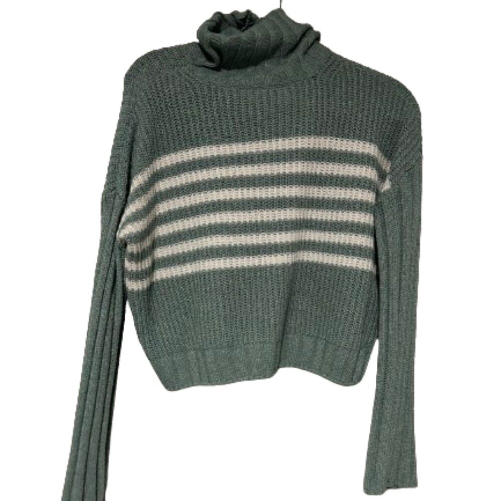 ✨ Turquoise Sweater with White Stripes - Medium